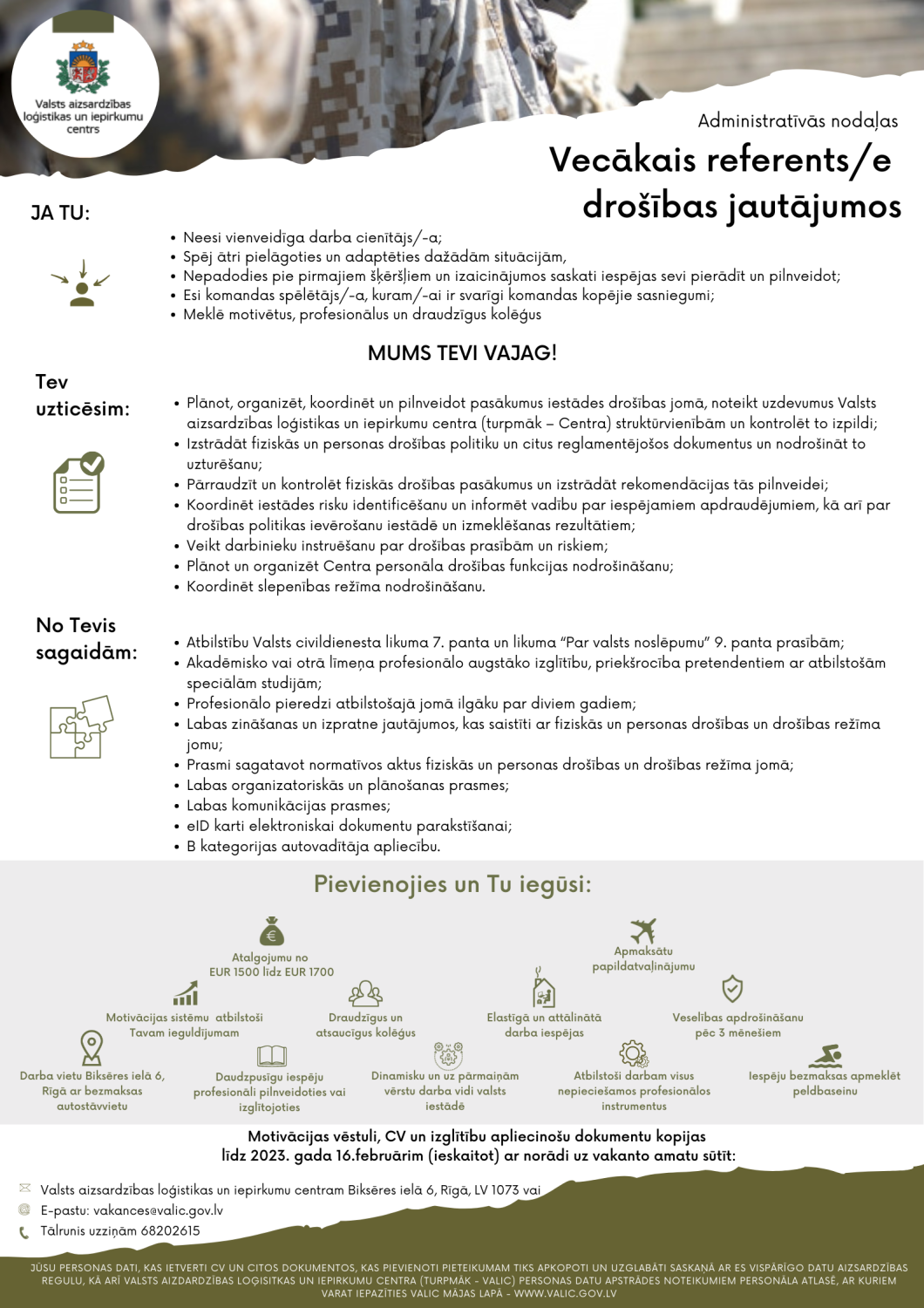 Vecākais referents drošības jautājumos Administratīvajā nodaļā