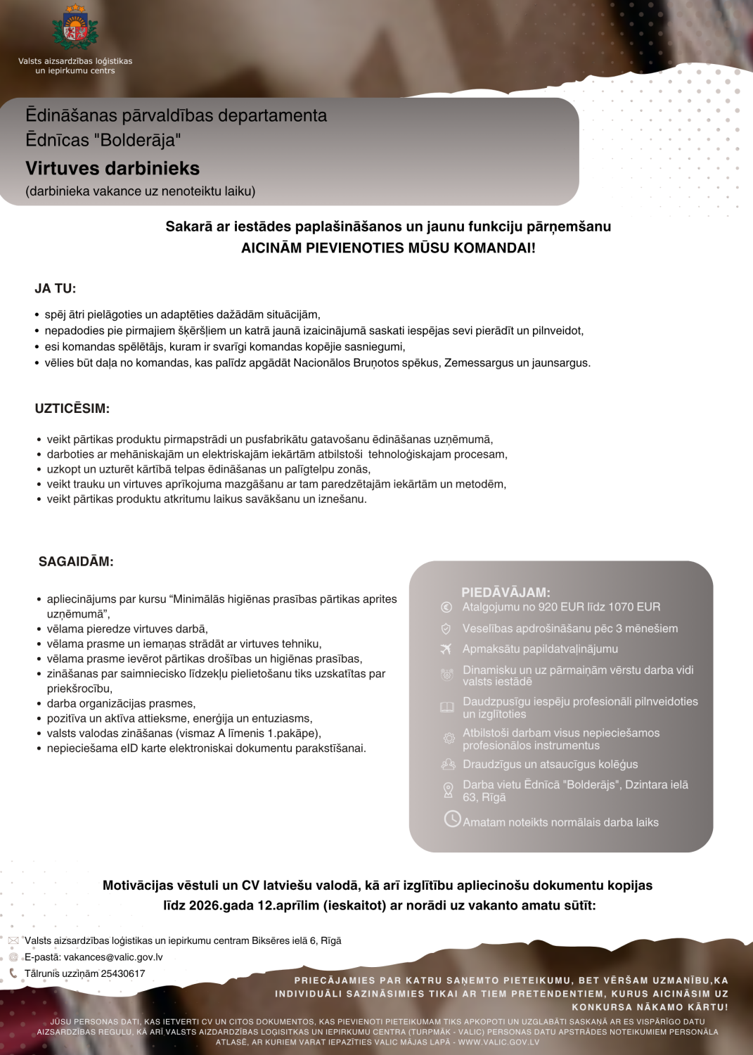 virtuves darb. Bolderāja