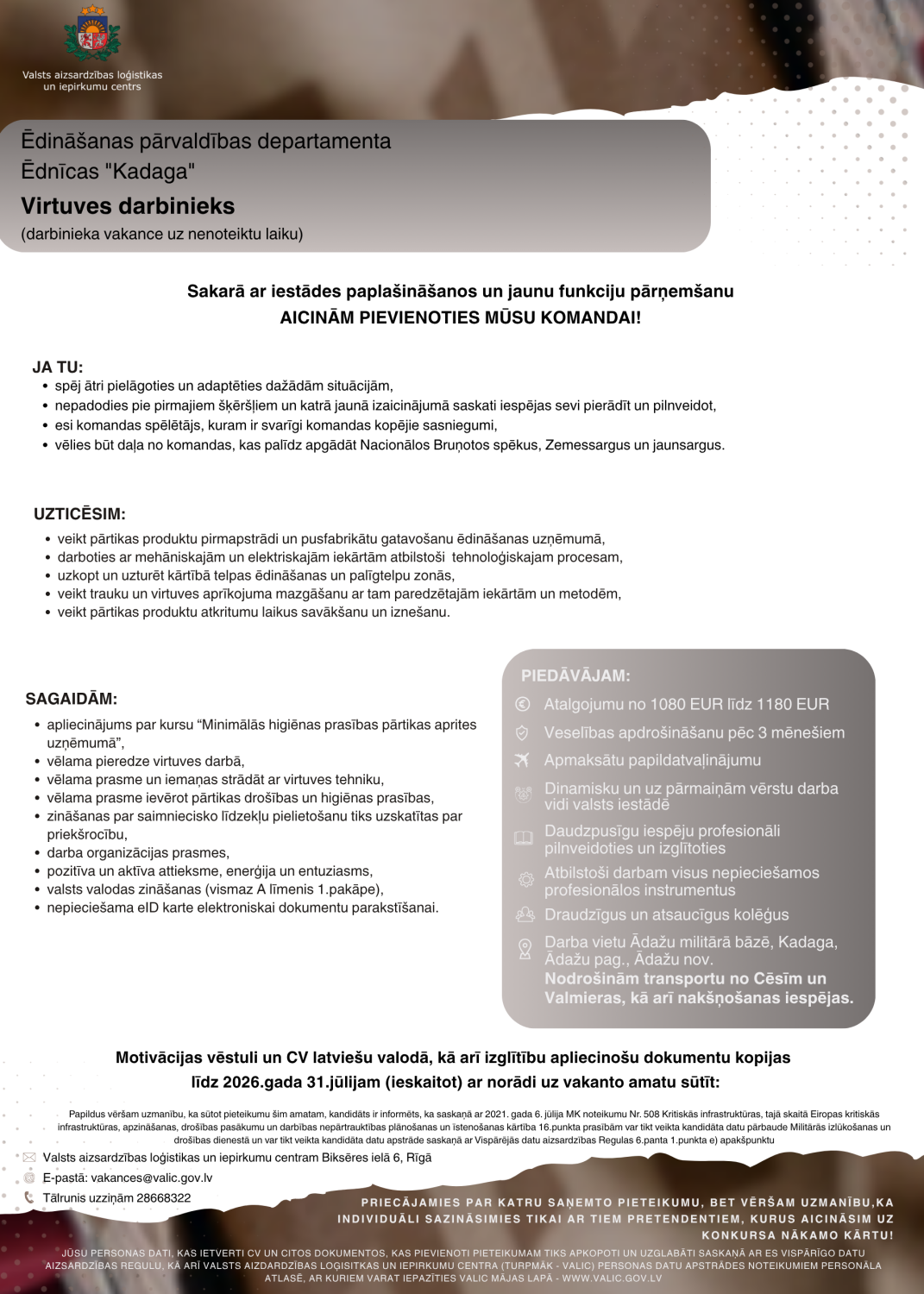 Virtuves darbinieks (ēdnīca Kadaga)