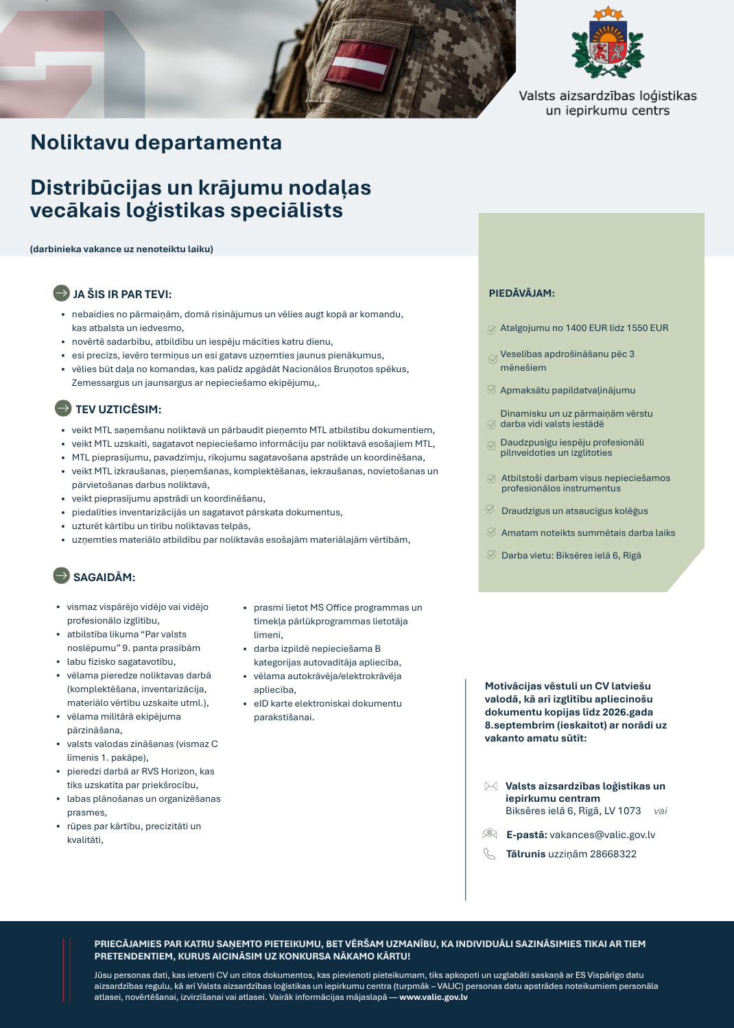 Vecākais loģistikas speciālists (Rīgā)