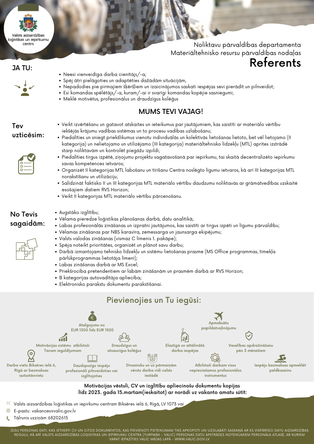 Referents NPD Materiāltehnisko resursu pārvaldības nodaļā