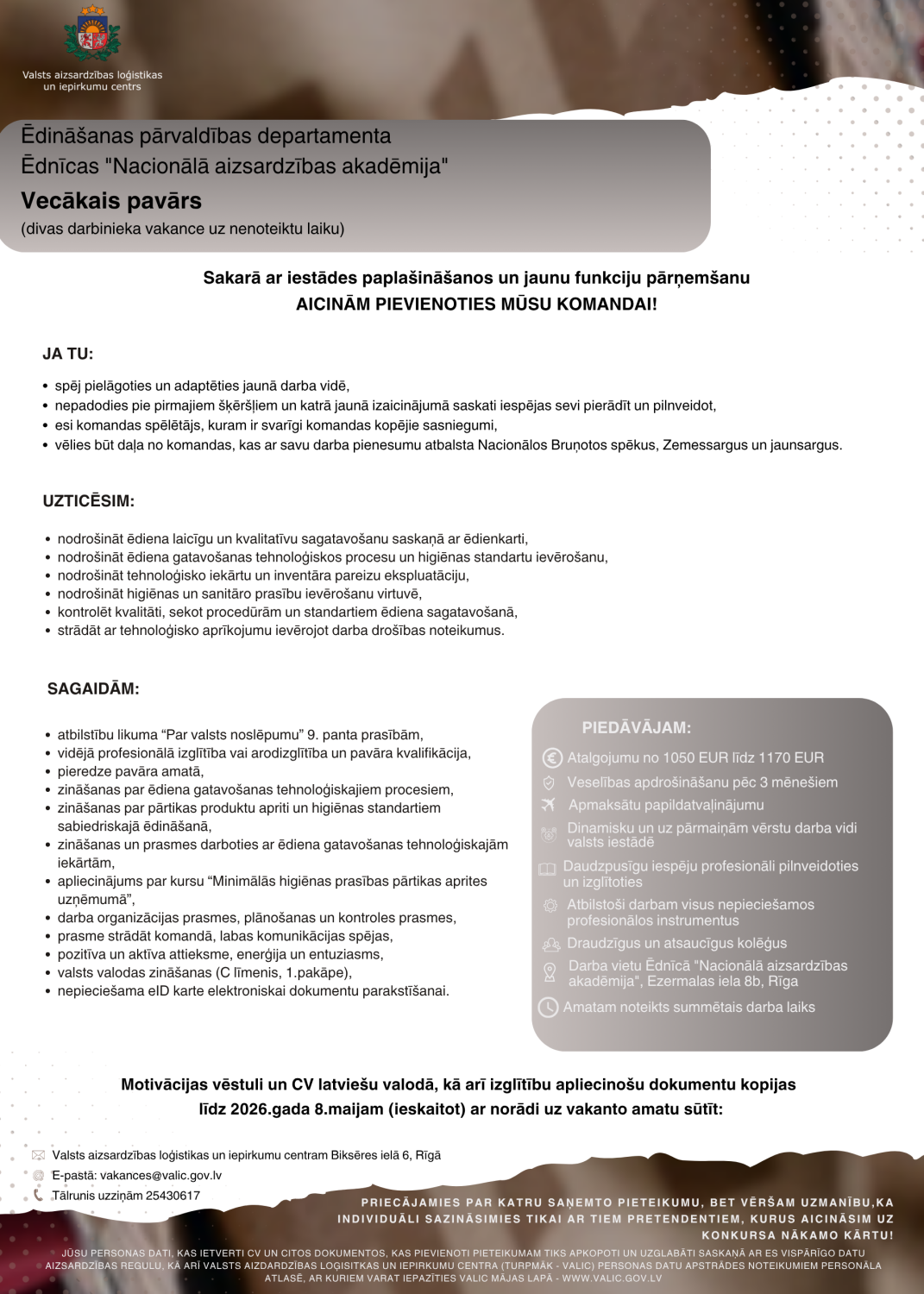 NAA vecākais pavārs