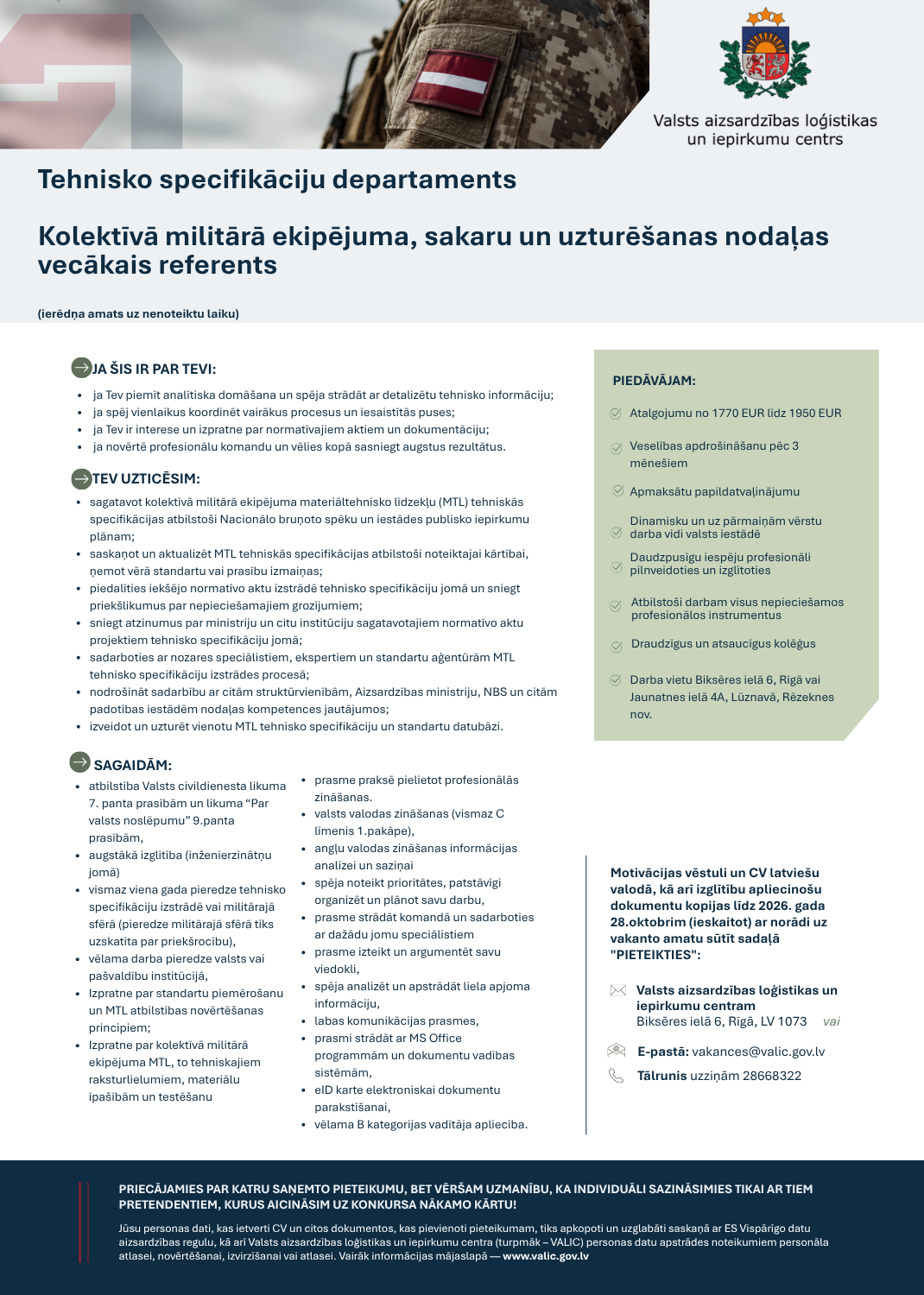 Vecākais referents (tehnisko specifikāciju izstrādes jomā)